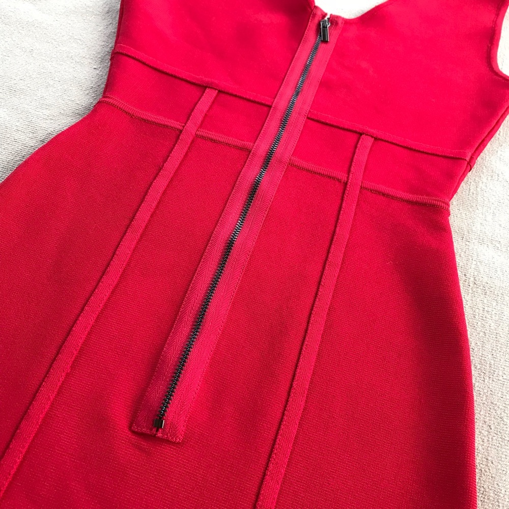BCBGMAXAZRIA Red Makena Bandage Body-Con Dress - Picture 6 of 8